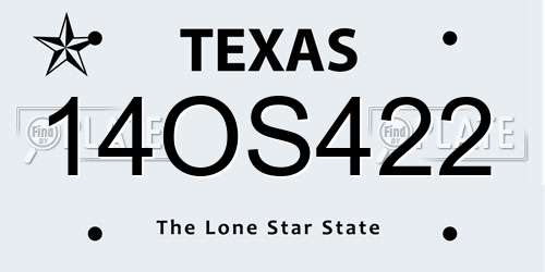 14OS422 Texas License Plate