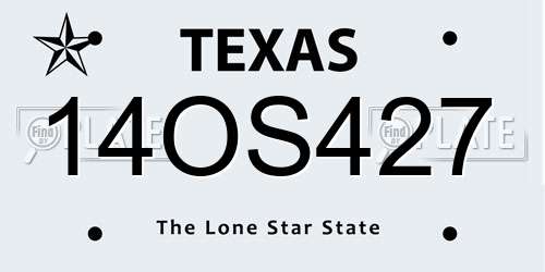 14OS427 Texas License Plate