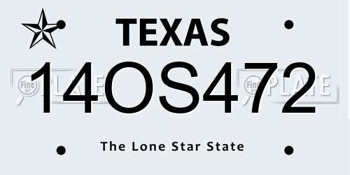 14OS472 Texas License Plate