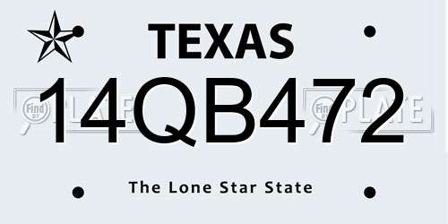 14QB472 Texas License Plate