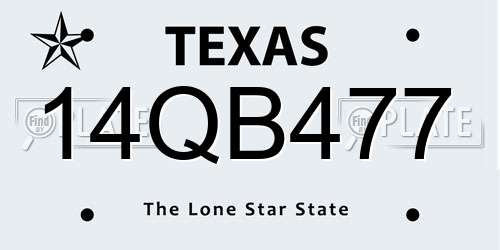 14QB477 Texas License Plate