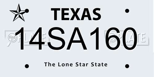 14SA160 Texas License Plate