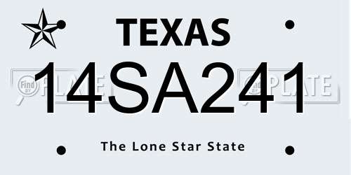 14SA241 Texas License Plate