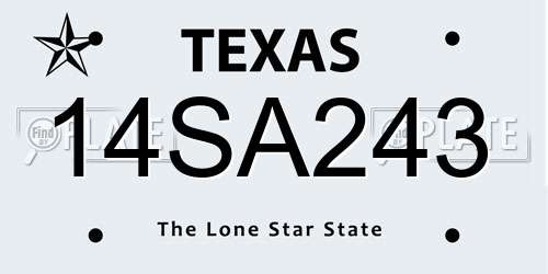 14SA243 Texas License Plate