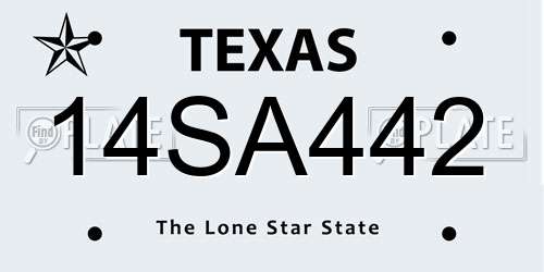 14SA442 Texas License Plate