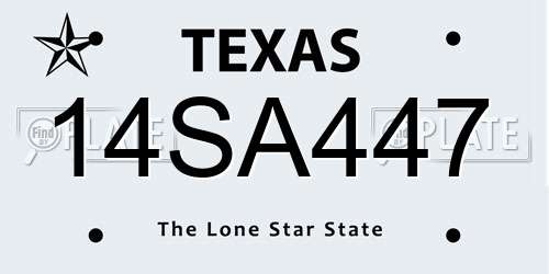 14SA447 Texas License Plate
