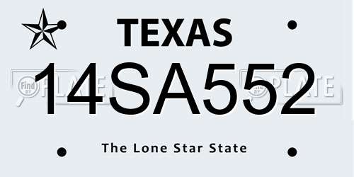 14SA552 Texas License Plate