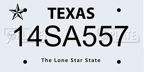 14SA557 Texas License Plate