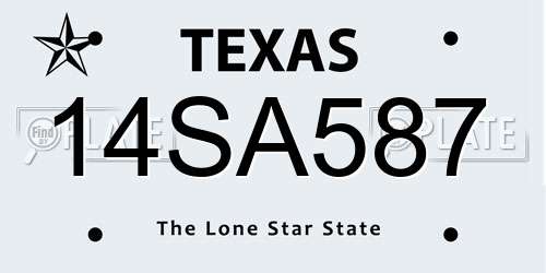 14SA587 Texas License Plate