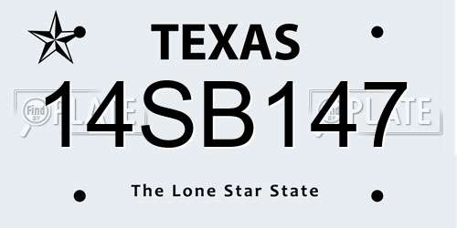 14SB147 Texas License Plate