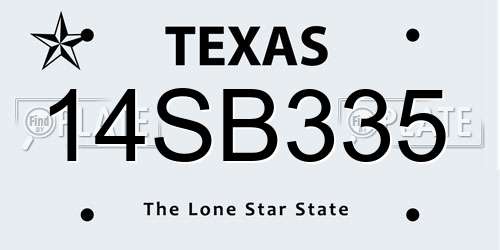 14SB335 Texas License Plate