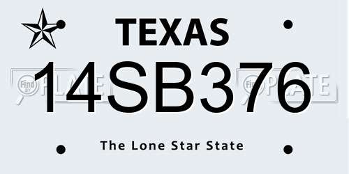 14SB376 Texas License Plate