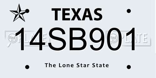 14SB901 Texas License Plate