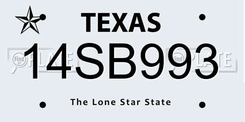 14SB993 Texas License Plate