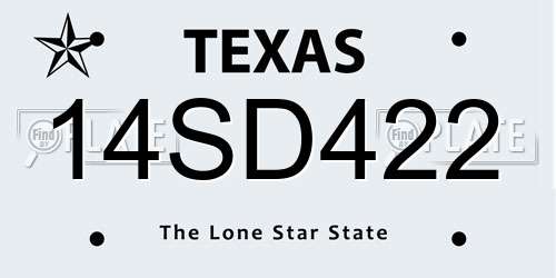 14SD422 Texas License Plate
