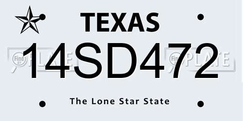 14SD472 Texas License Plate