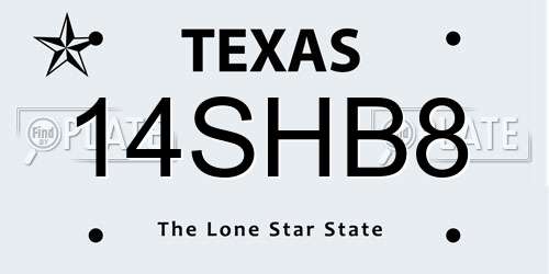 14SHB8 Texas License Plate