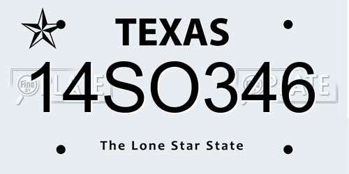14SO346 Texas License Plate