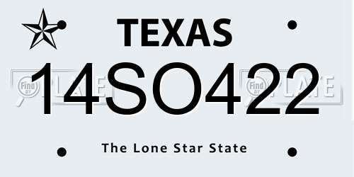 14SO422 Texas License Plate