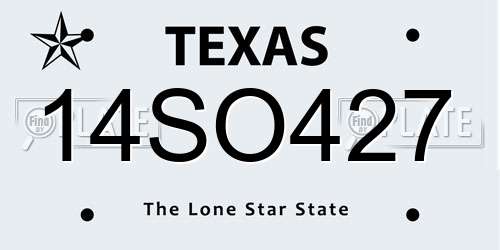 14SO427 Texas License Plate