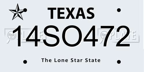14SO472 Texas License Plate