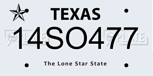 14SO477 Texas License Plate