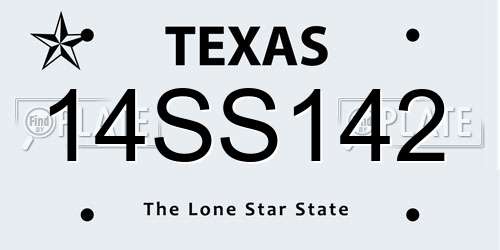14SS142 Texas License Plate