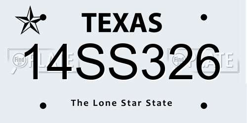 14SS326 Texas License Plate
