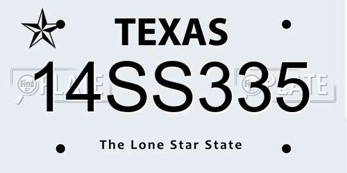 14SS335 Texas License Plate