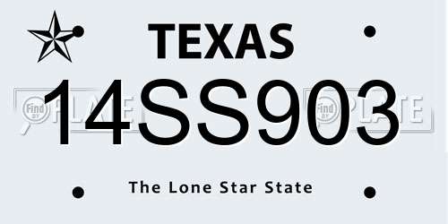 14SS903 Texas License Plate