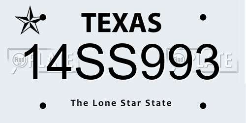 14SS993 Texas License Plate