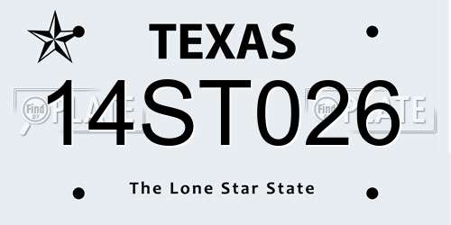 14ST026 Texas License Plate