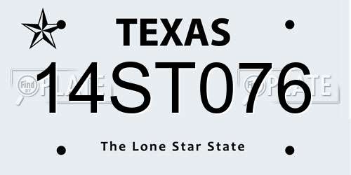 14ST076 Texas License Plate