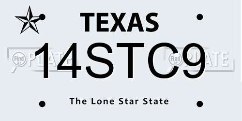 14STC9 Texas License Plate