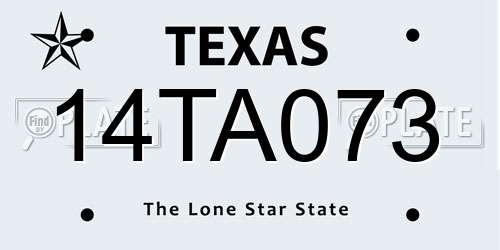 14TA073 Texas License Plate