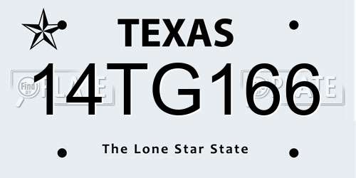 14TG166 Texas License Plate