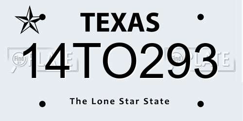 14TO293 Texas License Plate
