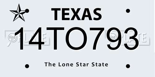14TO793 Texas License Plate