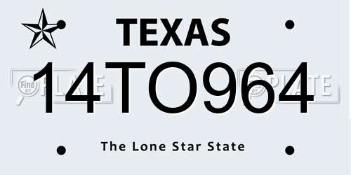 14TO964 Texas License Plate