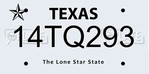 14TQ293 Texas License Plate