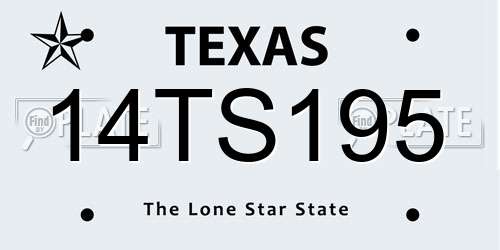 14TS195 Texas License Plate