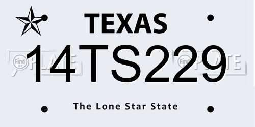 14TS229 Texas License Plate