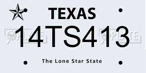 14TS413 Texas License Plate