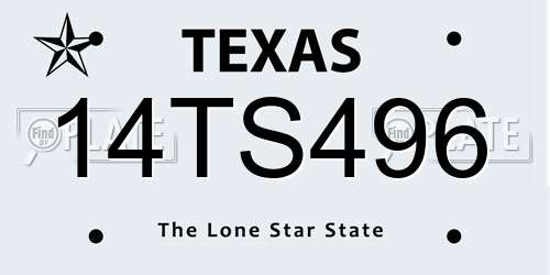 14TS496 Texas License Plate