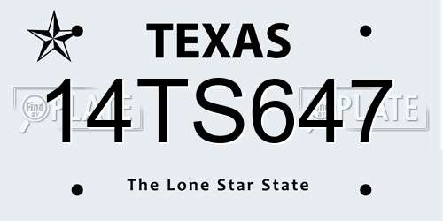 14TS647 Texas License Plate