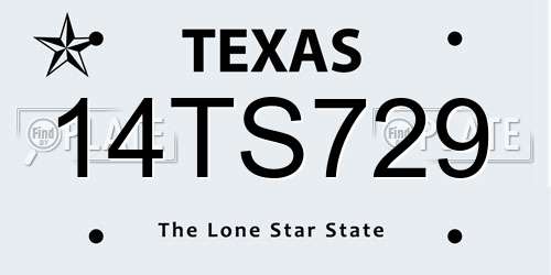 14TS729 Texas License Plate