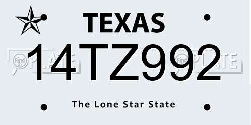 14TZ992 Texas License Plate