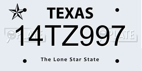14TZ997 Texas License Plate