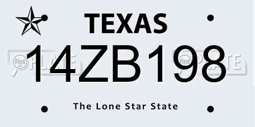 14ZB198 Texas License Plate