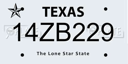 14ZB229 Texas License Plate